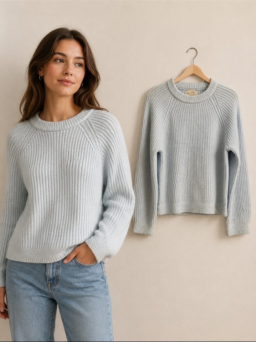 Universal Thread Pale Blue Ribbed Crewneck Sweater